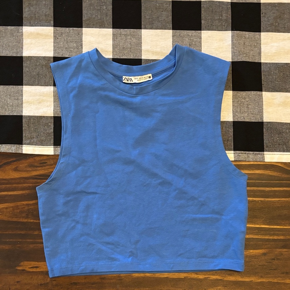 Zara Vibrant Blue Crop Top small